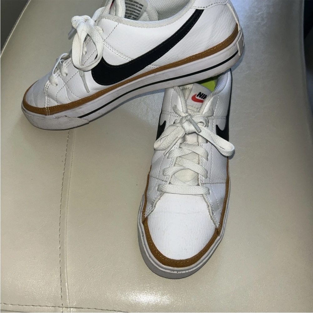 Nike womens White and Black Sneakers with Tan Accents